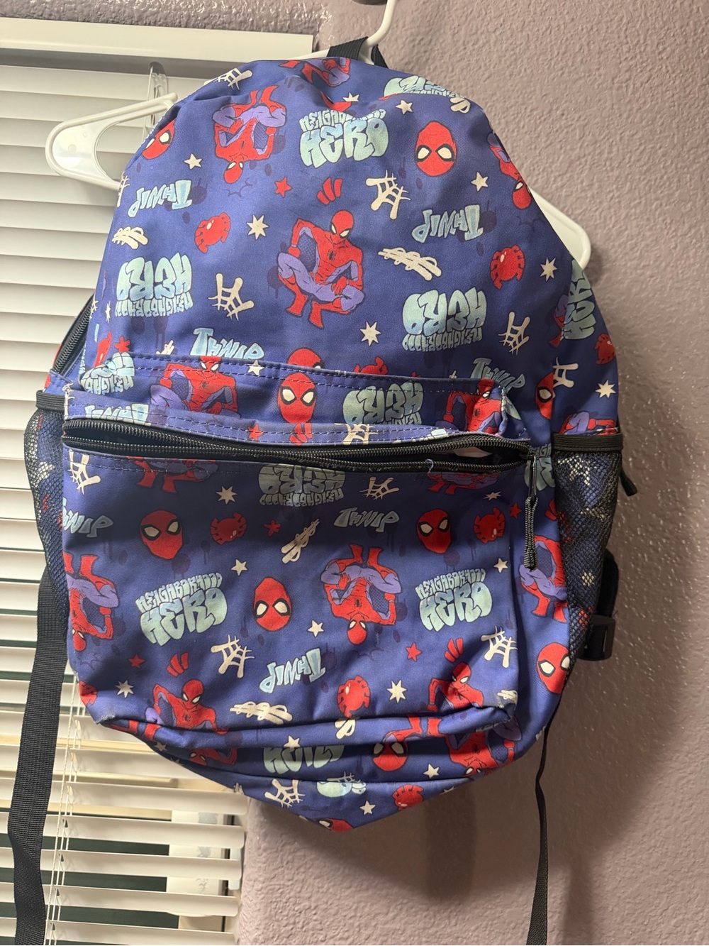 Old Navy Blue Spiderman Graphic Backpack